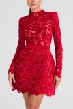Women Long Sleeve Zipper Casual Party Dress