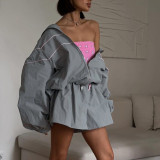 Women sports autumn long-sleeved jacket and shorts Two Piece Set