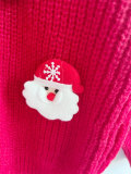Christmas Women Cute Santa Claus Round Neck Long Sleeve Knitting Top