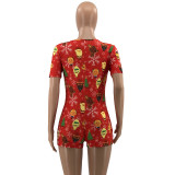Christmas Women printed knitting jumpsuit