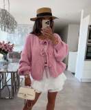 Women Round Neck lace knitting cardigan jacket