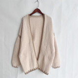 Women Nordic knitting Solid sweater jacket