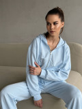 Women Fall Casual Long Sleeve Zipper Hoodies andSolid Lace-up PantsTwo Piece Set