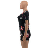 Christmas Women printed knitting jumpsuit