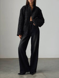 Women gold thread sequined Stand Collar jacket