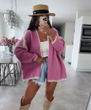 Women Nordic knitting Solid sweater jacket