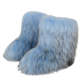 Women furry boots winter warm plus velvet mid-calf boots snow boots