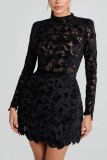 Women Long Sleeve Zipper Casual Party Dress
