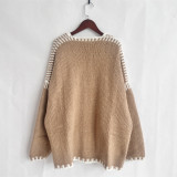 Women Nordic knitting Solid sweater jacket