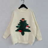 Christmas and New Year Women flocked Christmas tree red sweater