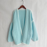 Women Nordic knitting Solid sweater jacket