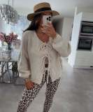 Women Round Neck lace knitting cardigan jacket
