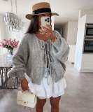 Women Round Neck lace knitting cardigan jacket