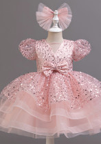 Autumn Winter Flower Girls' Evening Dress Children's Luxury Princess Dress