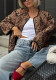 American Autumn Round Neck Leopard Print Jacket