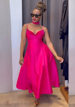 Women's Autumn Chic Elegant Strap V-Neck High Waist Slim Fit A-Line Dress Women's Autumn Chic Elegant Strap V-Neck High Waist Slim Fit A-Line Dress