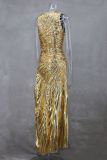Sleeveless Sexy Shiny Color Pleated Long Evening Dress