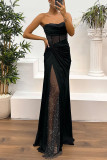 Women party satin Casual Patchwork dress