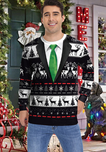 Autumn Christmas Printing Round Neck Fashion Top