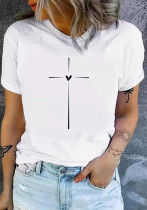 Heart Print Casual Summer Round Neck T-Shirt Heart Print Casual Summer Round Neck T-Shirt