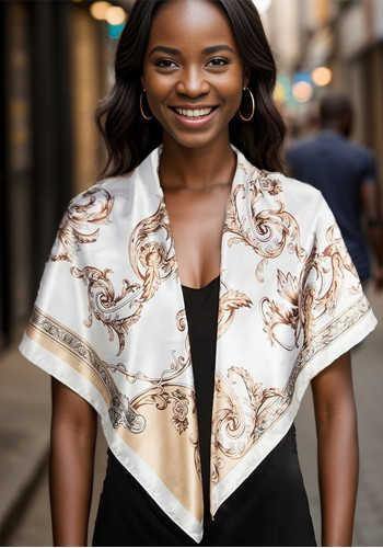 Chain Printed Satin Square Scarf