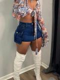 Women's Fashion Tight Fitting Cargo Pocket Sexy Slim Short Skirt