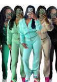 Women casual zipper long sleeve hoodies and pant two-piece set