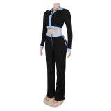 Women Sexy Single-Breasted Top and Pants Two-Piece Set