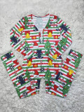 Christmas Women casual printed long sleeve jumpsuit