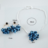 Women leopard print fabric earrings geometric round earrings imitation gemstone inlaid earrings