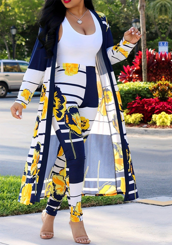 Plus size Women printed casual two-piece set