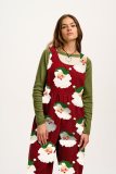 Women Christmas Ribbed Pocket Loose-Cut Bib Pants