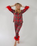 Christmas Women Plaid Print Pajama Set