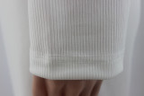 Plus Size Women summer white half-open collar long-sleeved dress