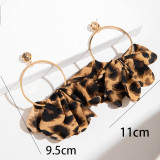 Women leopard print fabric earrings geometric round earrings imitation gemstone inlaid earrings