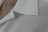 Plus Size Women summer white half-open collar long-sleeved dress