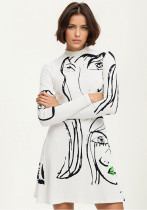 Women's Clothing Printing Casual Long-Sleeved Dress