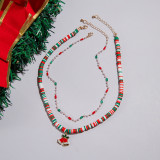 Fashion Multi-Color Glass Beaded Santa Claus Necklace Imitation Pearl Christmas Necklace