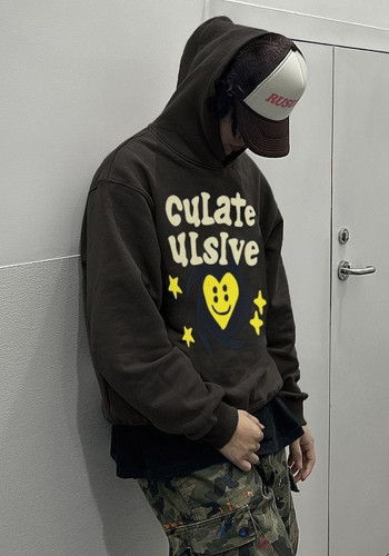 Autumn Trendy Print Fashion Casual High Street Men And Women Loose Hooded Hoodies