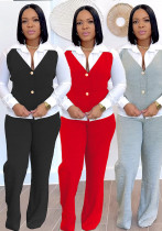 Fake Two-Piece Shirt Vest Patchwork Top Pants Two-Piece Set