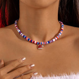 Fashion Multi-Color Glass Beaded Santa Claus Necklace Imitation Pearl Christmas Necklace