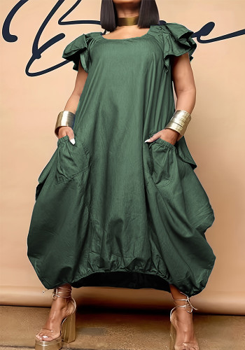 Fashion Solid Color Loose Plus Size Dress