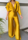 Plus Size Solid Color Satin V-Neck Loose Jumpsuit