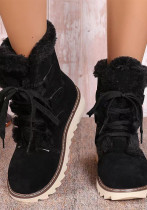 Plus Size Boots Women Winter Outdoor Wear Lace-Up Thick Sole Fleece Boots