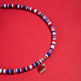 Fashion Multi-Color Glass Beaded Santa Claus Necklace Imitation Pearl Christmas Necklace