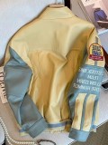 Embroidery Baseball Leather Jacket Men And Women Autumn And Winter Loose Handsome Coat