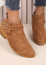 Autumn And Winter Plus Size Women's Belt Buckle Decorated Fashion Boots