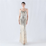 Plus Size Women Sequined Formal Party Maxi Evening Dress