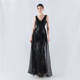 Plus Size Women Sequined Formal Party Maxi Evening Dress
