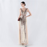 Plus Size Women Sequined Formal Party Maxi Evening Dress